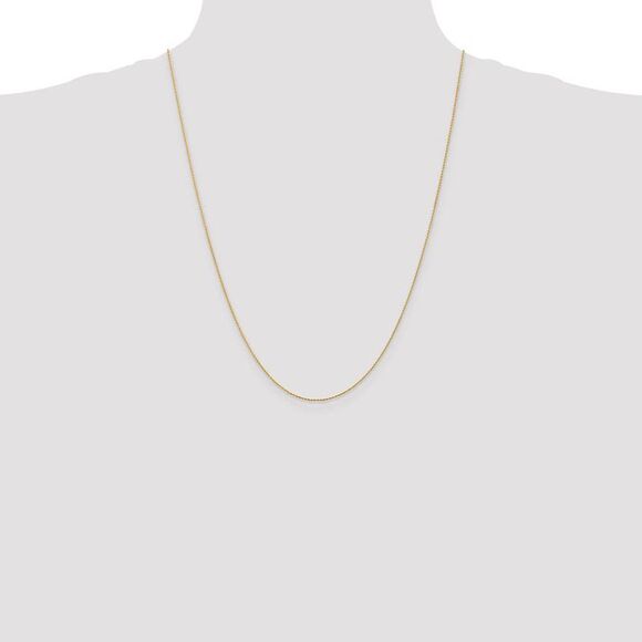 0.8mm 14k Yellow Gold Diamond Cut Round Wheat Chain Necklace, 24 Inch - Picture 2 of 8